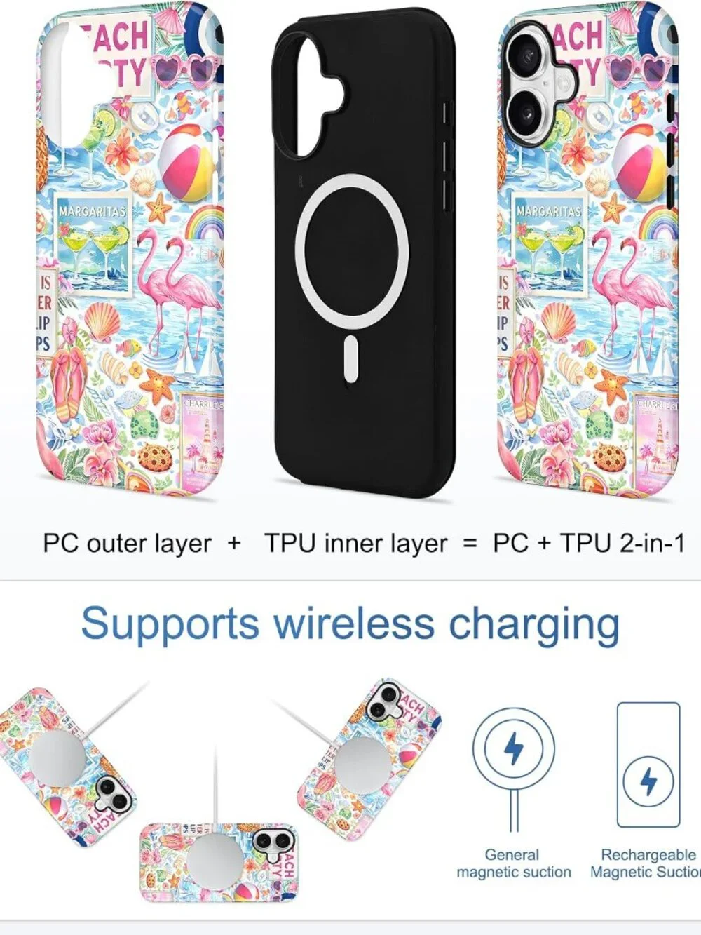 iPhone 17 MagSafe Summer Flamingo Case Coastal Ocean Matte Shockproof Cover